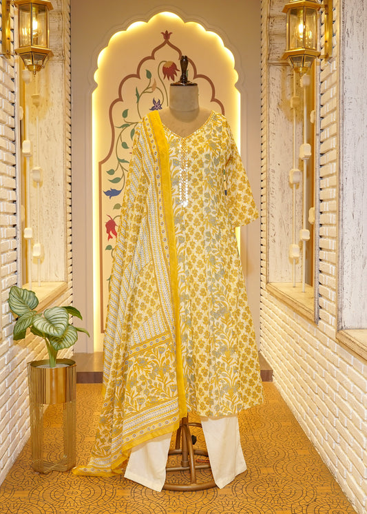 Elara Floral Printed Stitched Suit Set