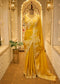 Mustard Chinon Thread Embroidered Saree with Stitched Blouse