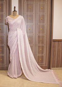 Pink Sequence Saree with Stitched Blouse