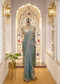 Dusty Blue Crush Tissue Drape Saree with Embroidered Blouse