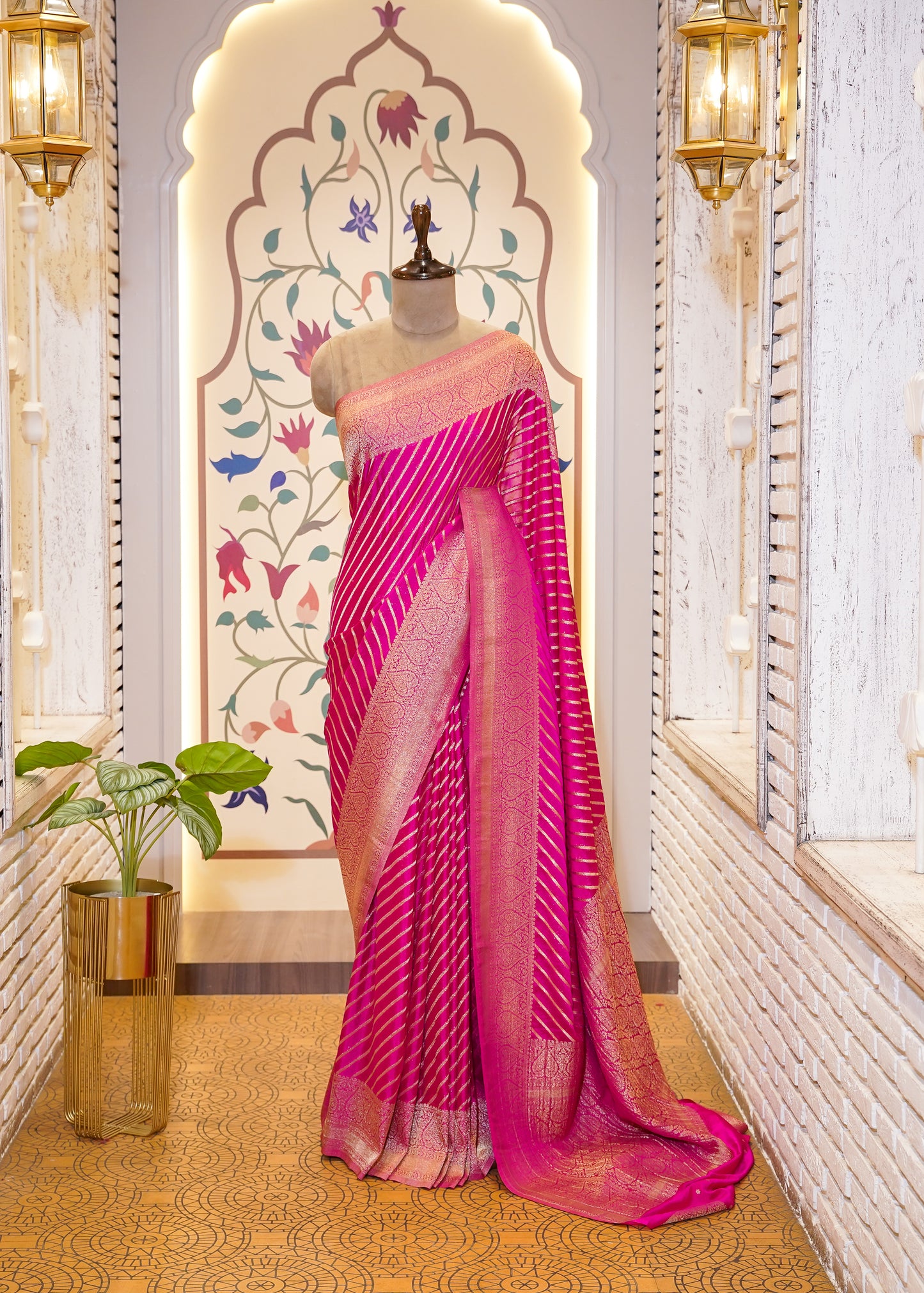 Rani Chinon Leheriya Saree