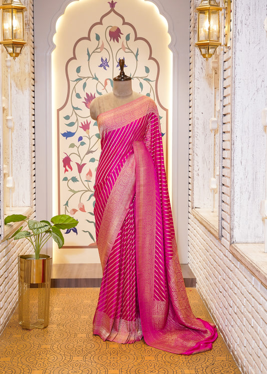 Rani Chinon Leheriya Saree