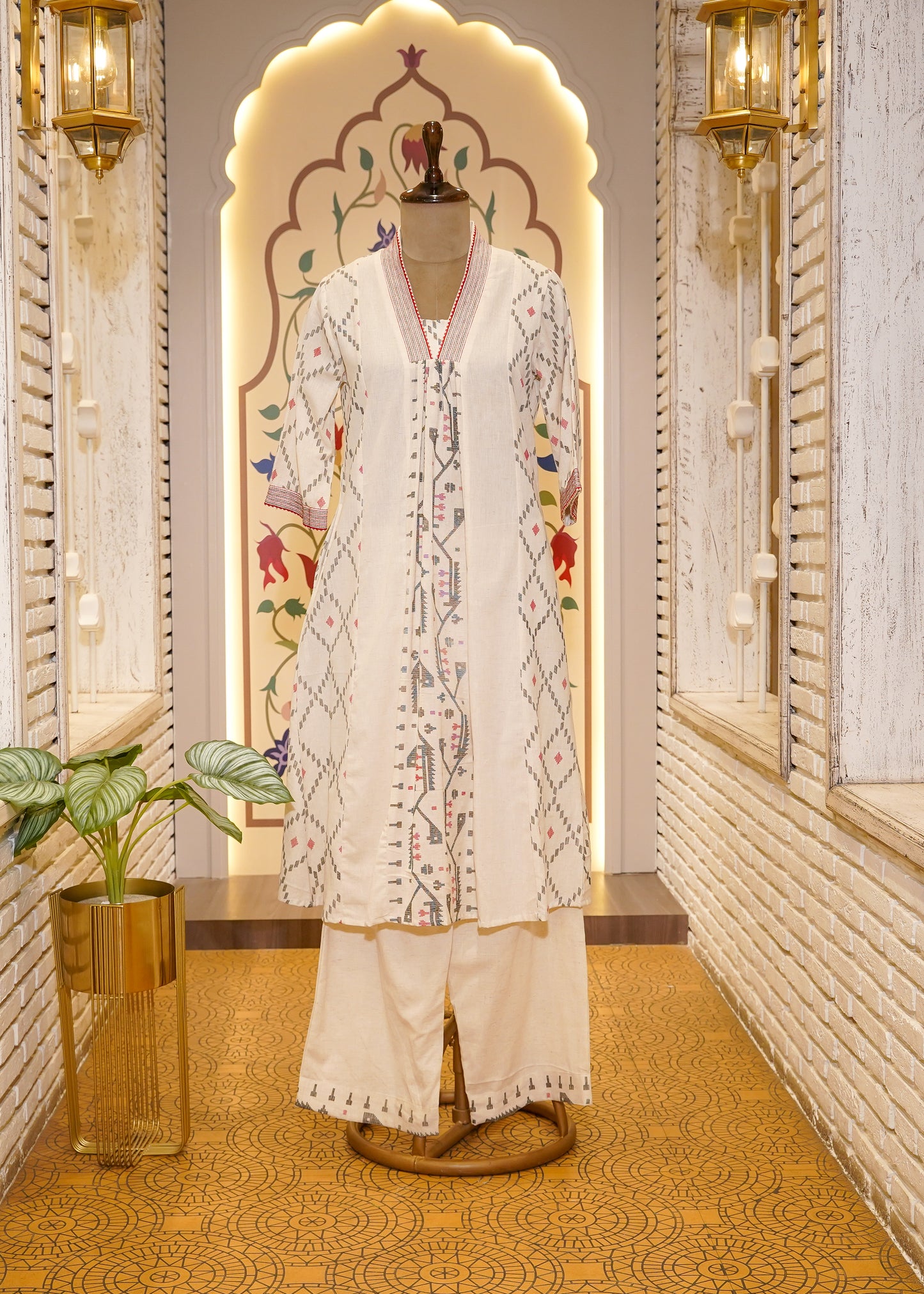 Ivory Cotton Printed Co-ord Set with Pockets