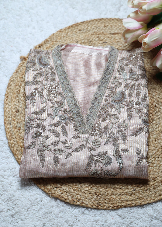 Harman Pastel Zari Handcrafted Tissue Unstitched Suit Set
