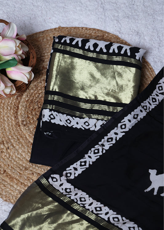 Vaani Tie n Dye Black Unstitched Suit Set