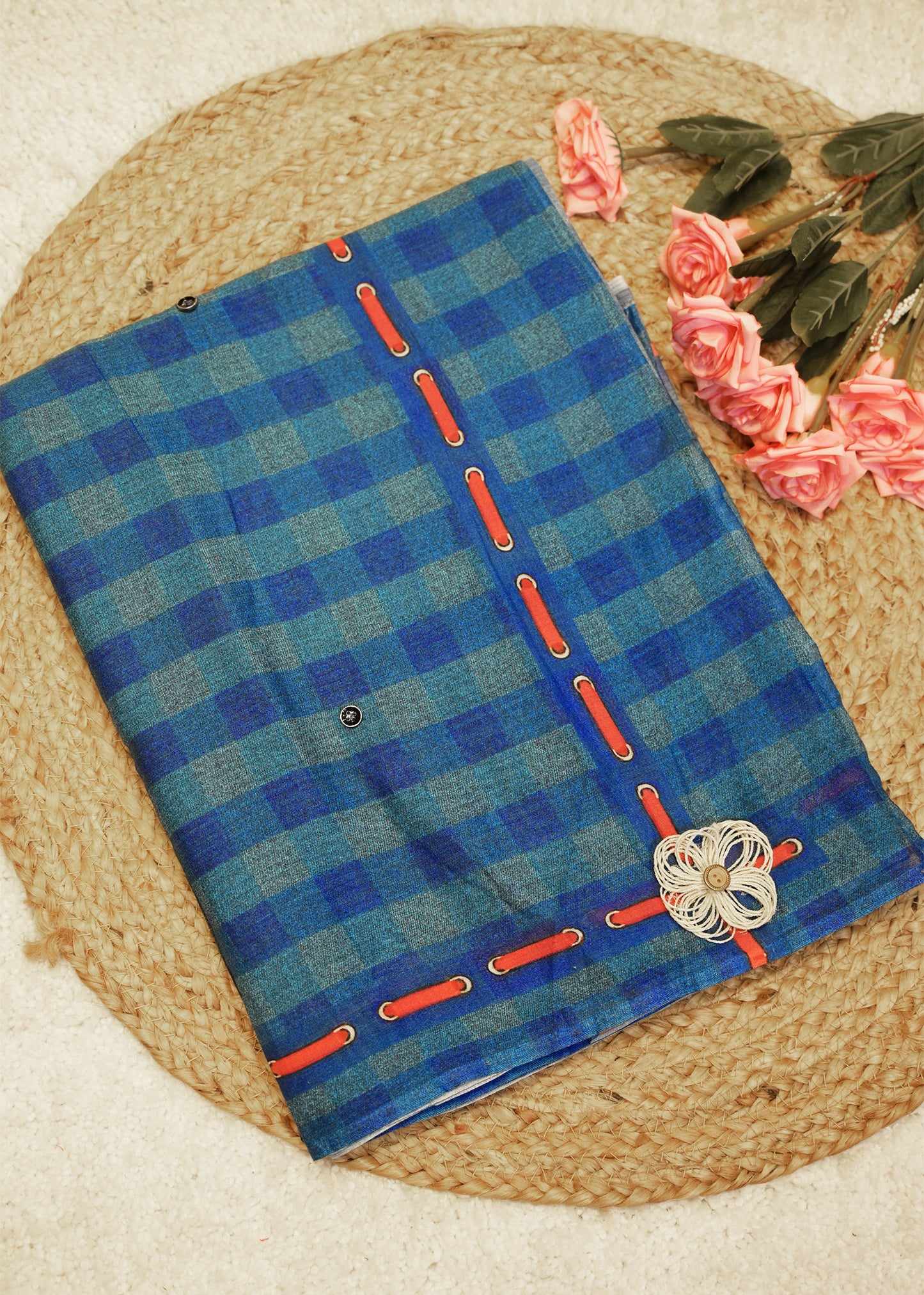 Neelkamal Navy Blue Cotton Saree with Unstitched Blouse