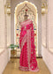 Gulzaar Pink Zari & Mooti Heavy Scallop Border Saree with Unstitched Blouse
