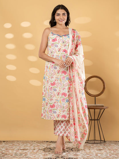 Leher Baby Pink Strappy Stitched Suit Set
