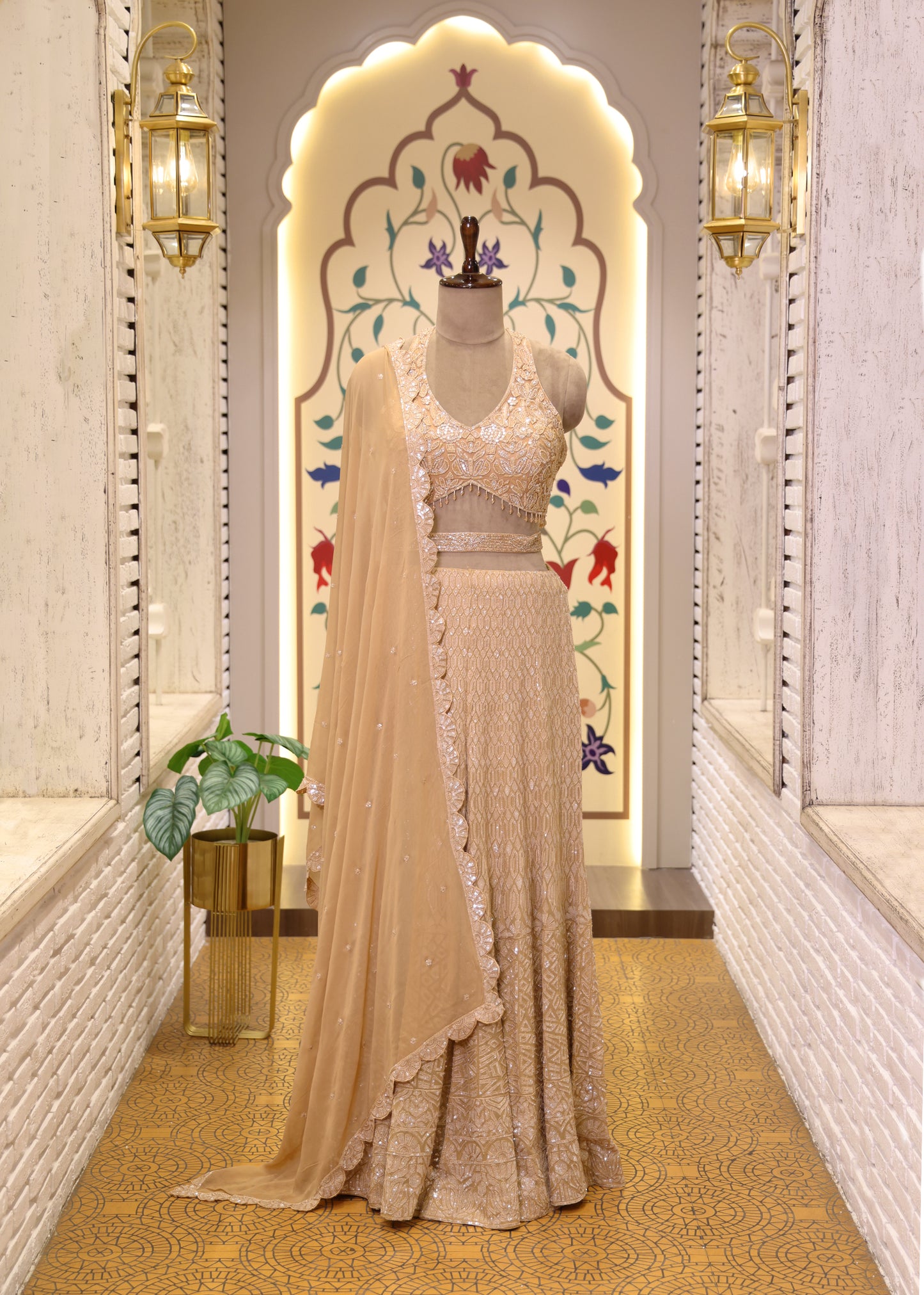 Cazelle Golden Crop Top & Belt Sharara Set