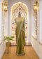 Pista Green Crush Tissue Drape Saree with Corset Embroidered Blouse