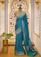 Teel Blue Chinon Leheriya Saree