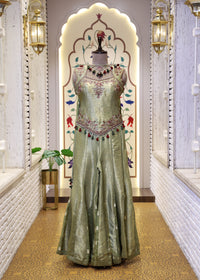 Mihika Green Banarasi Sharara Set with Dupatta
