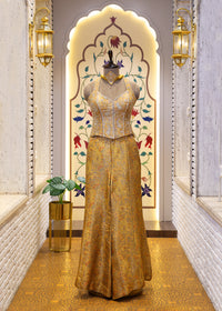 Saiyaara Yellow Banarasi Sharara Corset Top Set