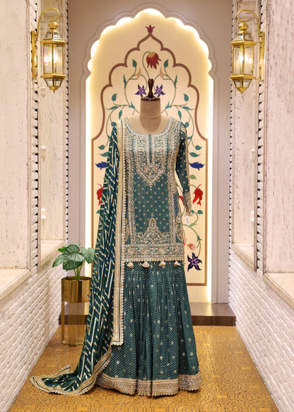 Kaavya Green Heavy Sharara Set with Dupatta