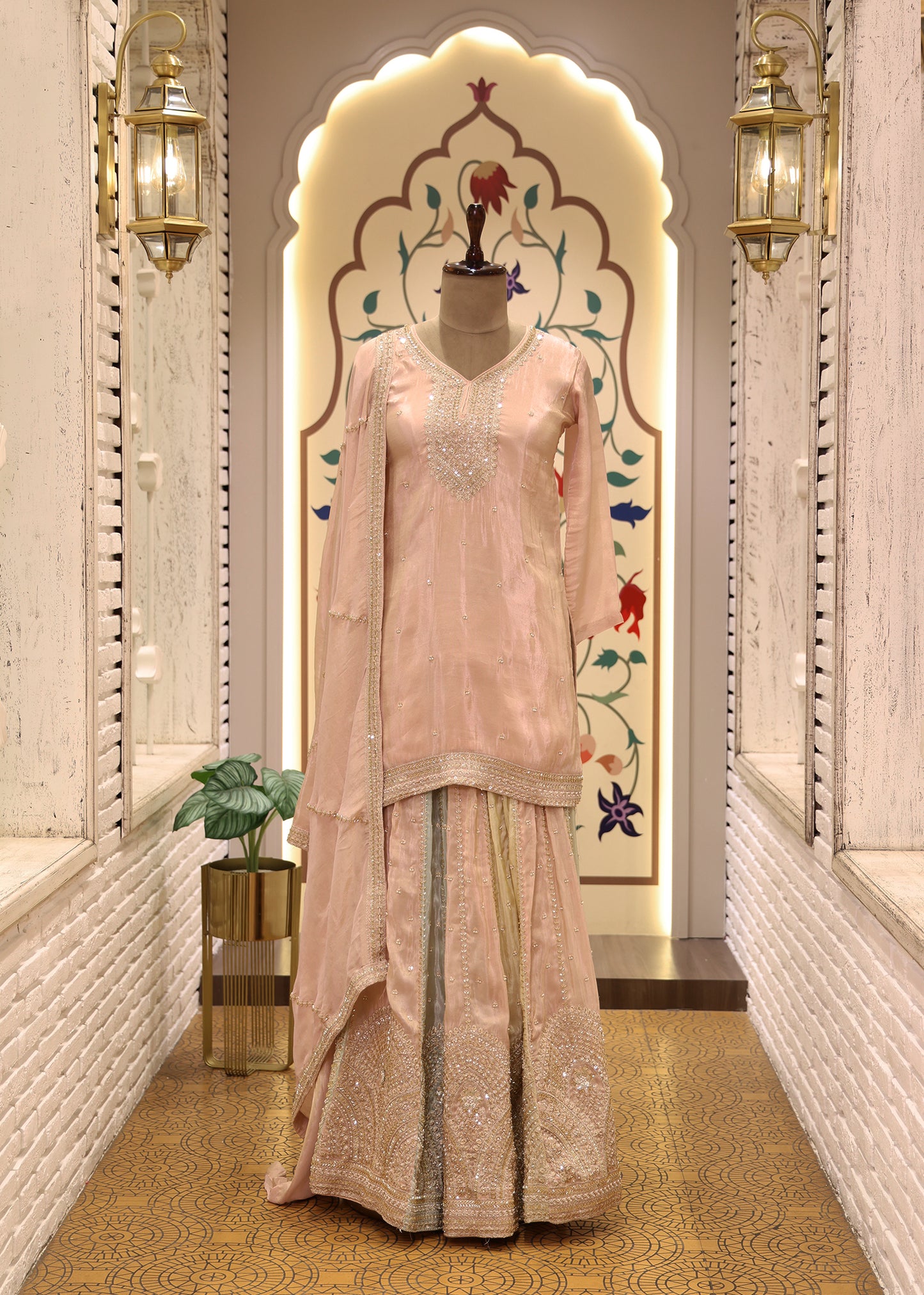 Lavanya Pink Multicoloured Sharara Suit Set