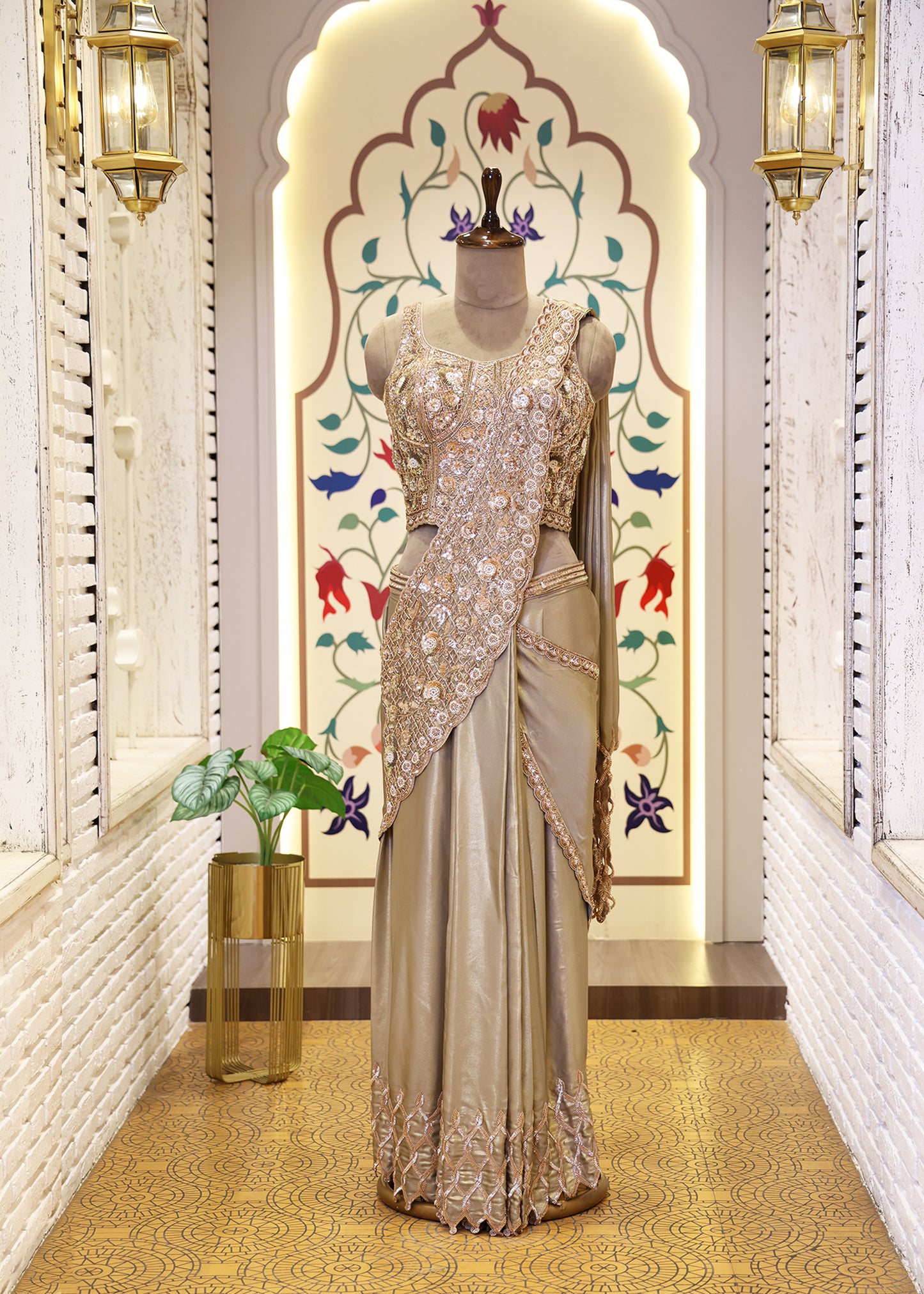 Karishma Corset Bejewelled Pre Drape Saree