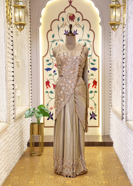 Karishma Corset Bejewelled Pre Drape Saree