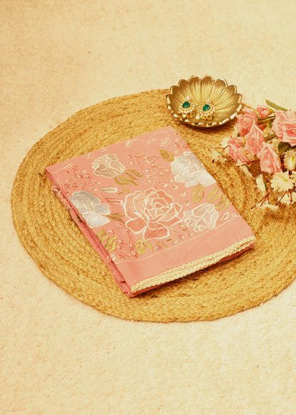 Lilya Pink Floral Unstitched Suit Set