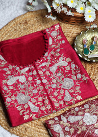Noori Pink Heavy Hand Embroidered Unstitched Suit Set