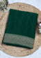 Deeya Plain Green Banarasi Pure Crepe Saree with Unstitched Blouse