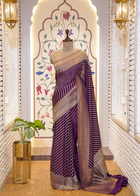 Purple Chinon Leheriya Saree