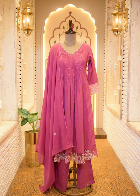 Neerja Mauve A-Line Stitched Suit Set