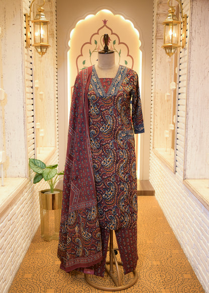 Karigari Cotton A-Line Stitched Suit Set