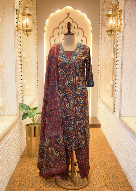 Karigari Cotton A-Line Stitched Suit Set