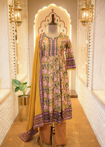 Rangoli Mustard Stitched Suit Set