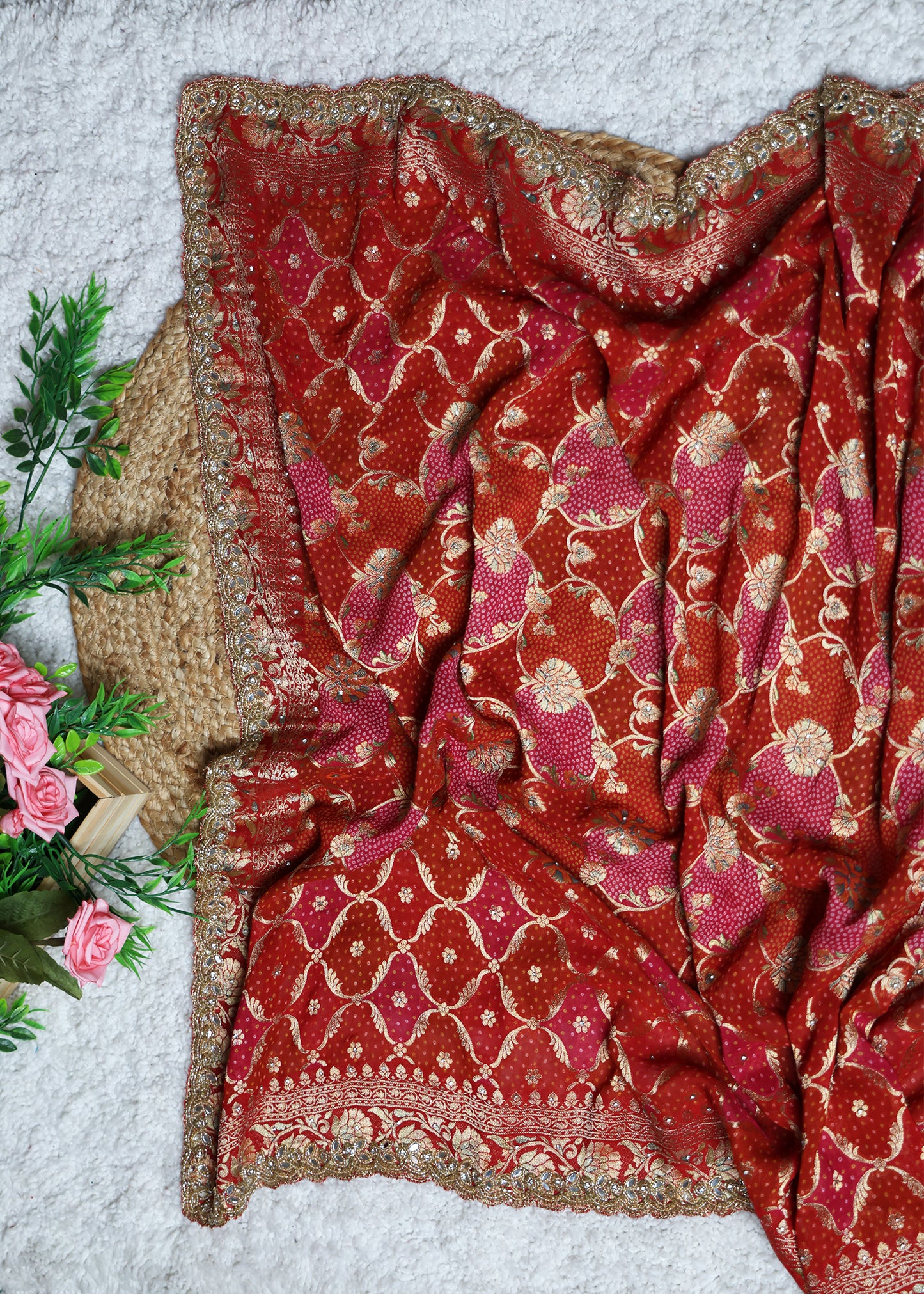 Kumud Red Bridal Dupatta