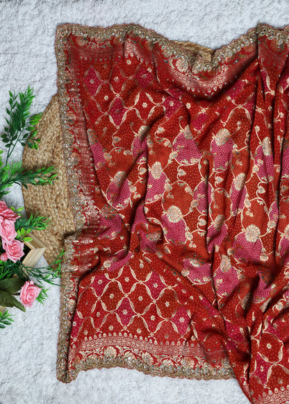 Kumud Red Bridal Dupatta