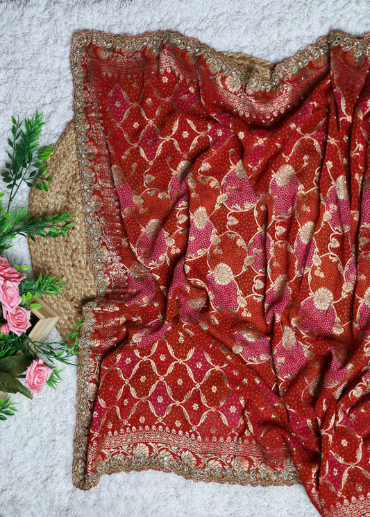 Kumud Red Bridal Dupatta
