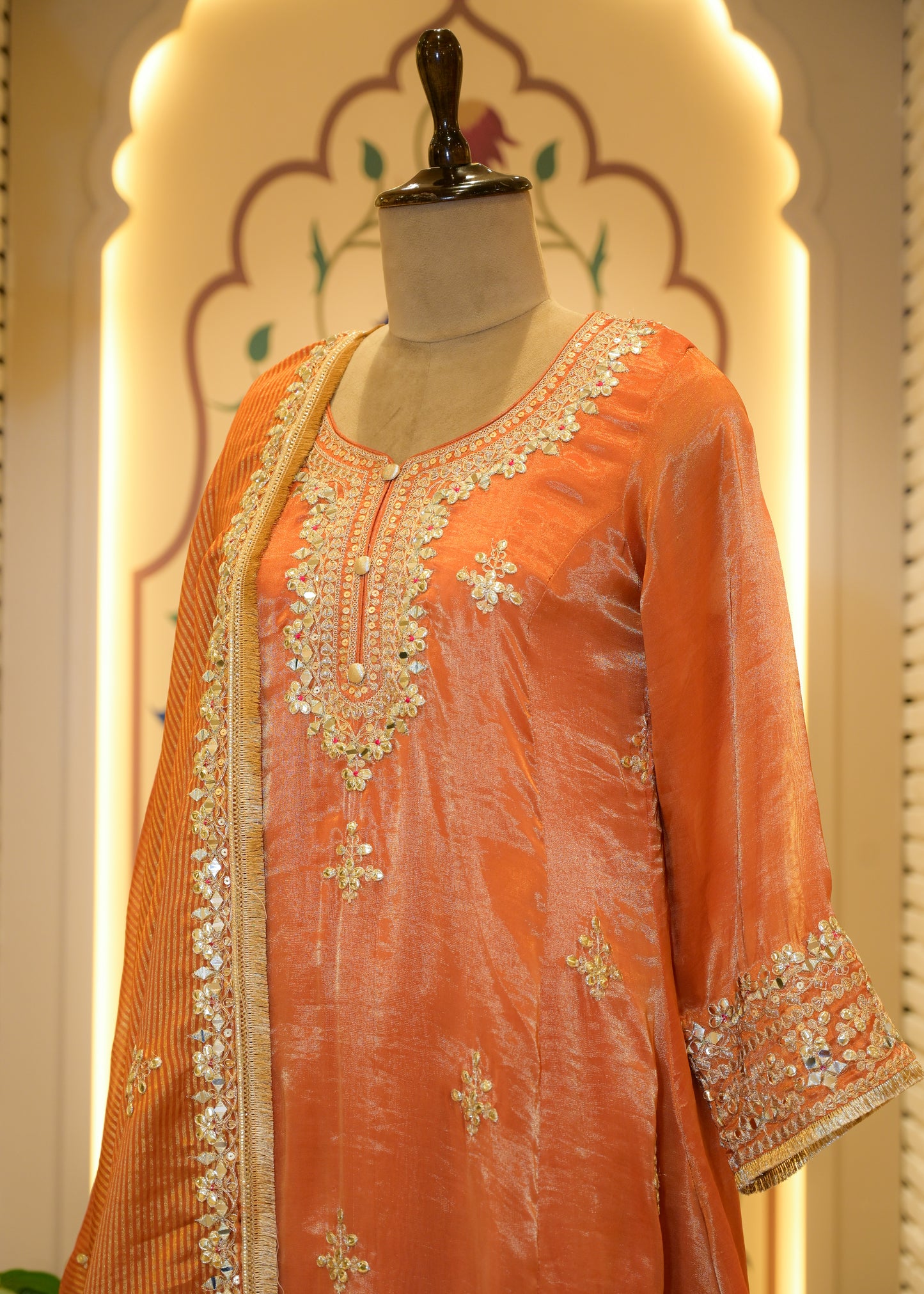 Narangi Gotta Patti Farsi Salwar Stitched Suit Set