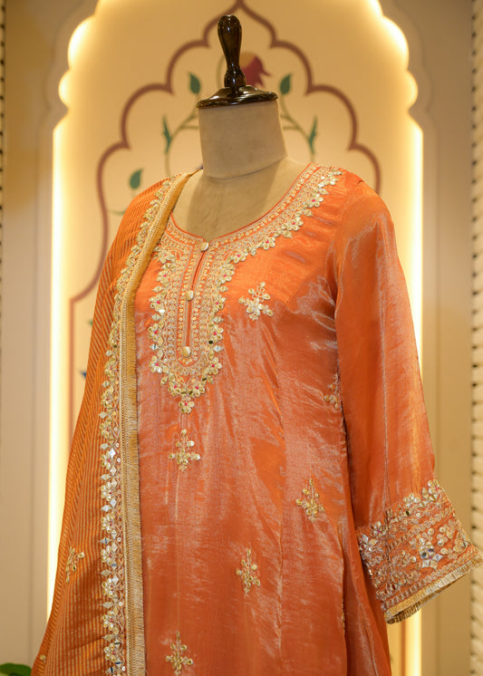 Narangi Gotta Patti Farsi Salwar Stitched Suit Set