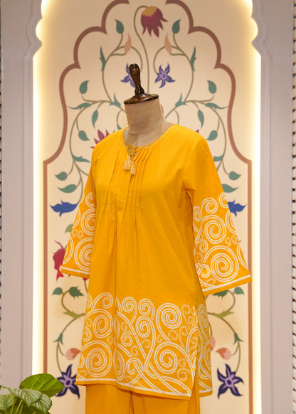 Yellow Cotton Printed Co-ord Set