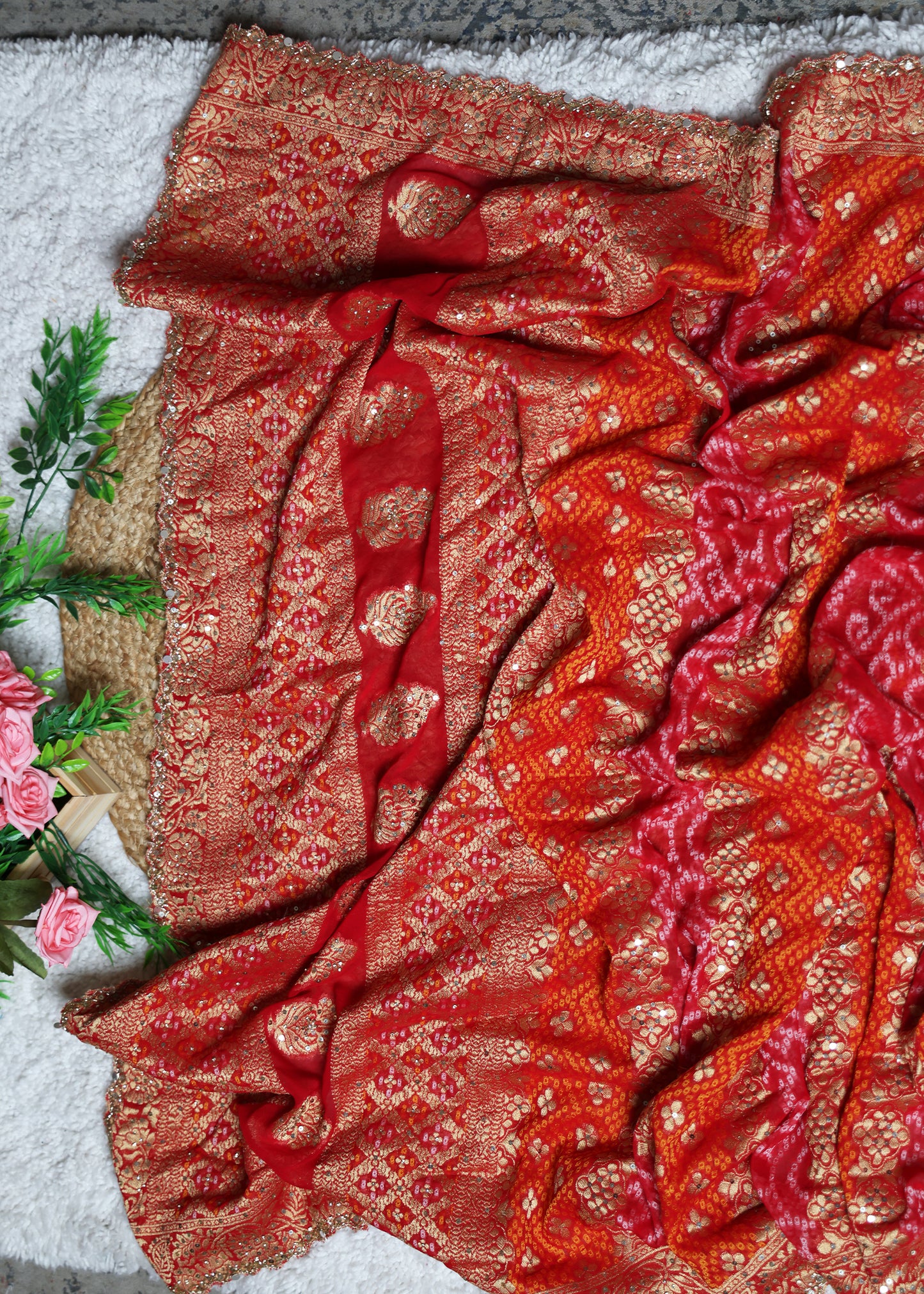 Red & Orange Bridal Dupatta