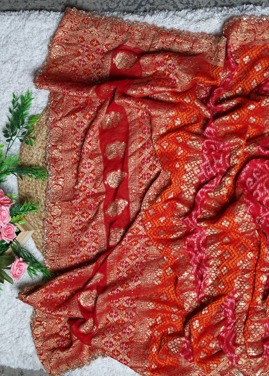 Red & Orange Bridal Dupatta