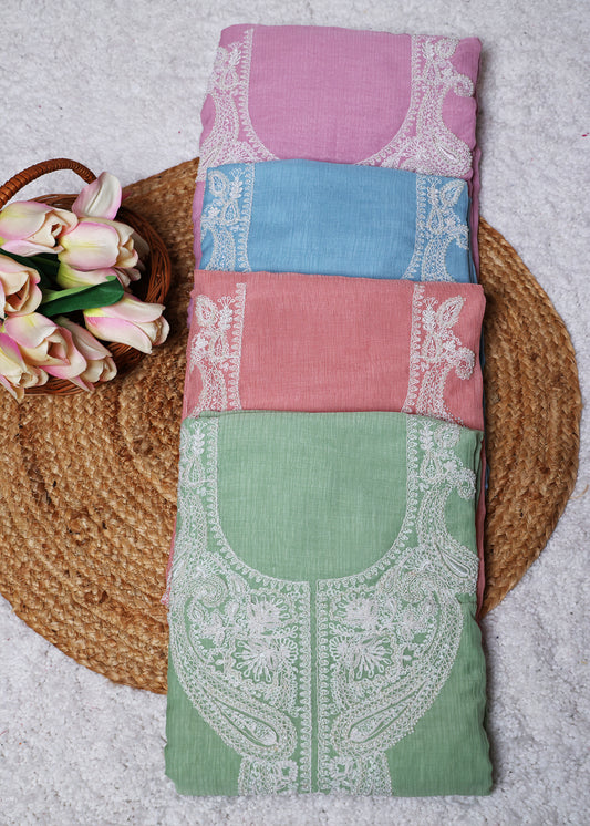 Pranika Pink & White Unstitched Suit Set