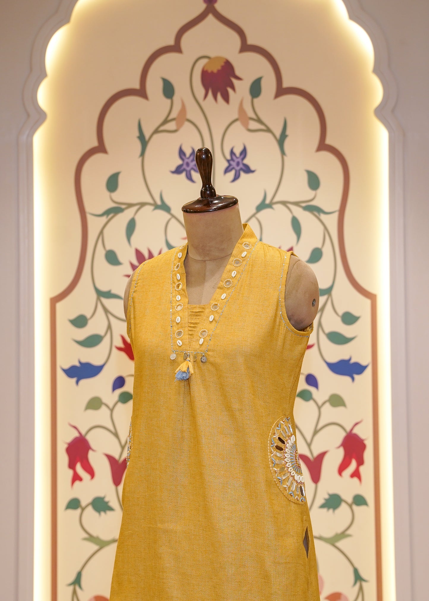 Mustard Yellow Cotton Cut Sleeves Co-ord Set