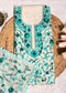 Ivory Chanderi with Firozi Kantha Embroidery Unstitched Suit Set