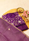 Pakhi Purple Applique Work Unstitched Suit Set