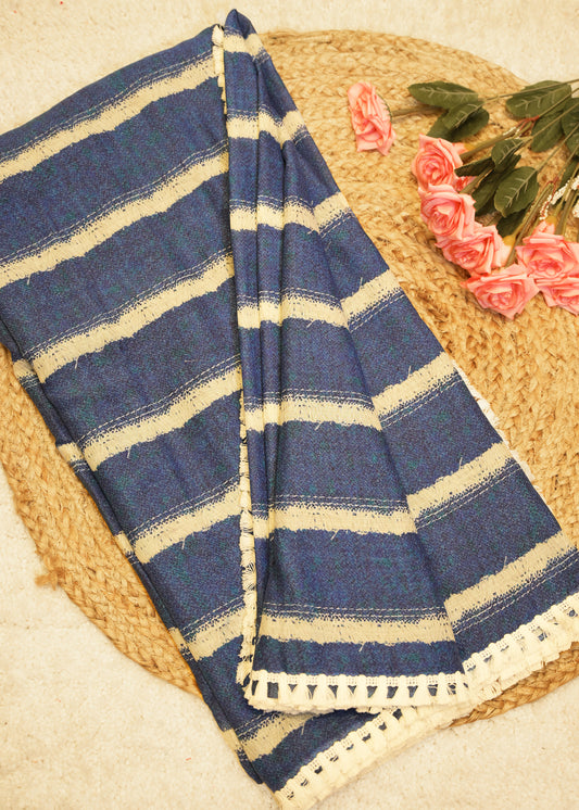 Utsa Navy Blue Cotton Saree with Unstitched Blouse