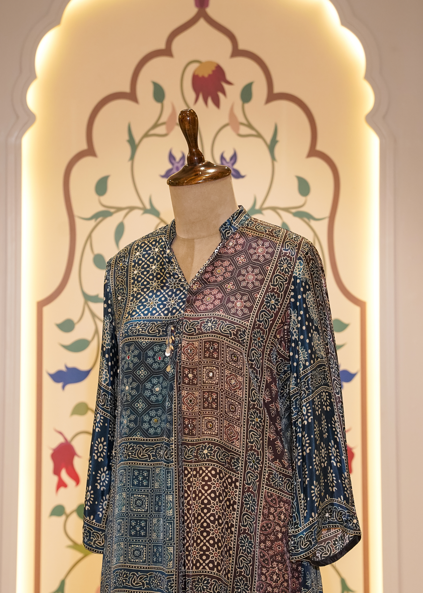 Blue Ajrak Printed Muslin Co-ord Set