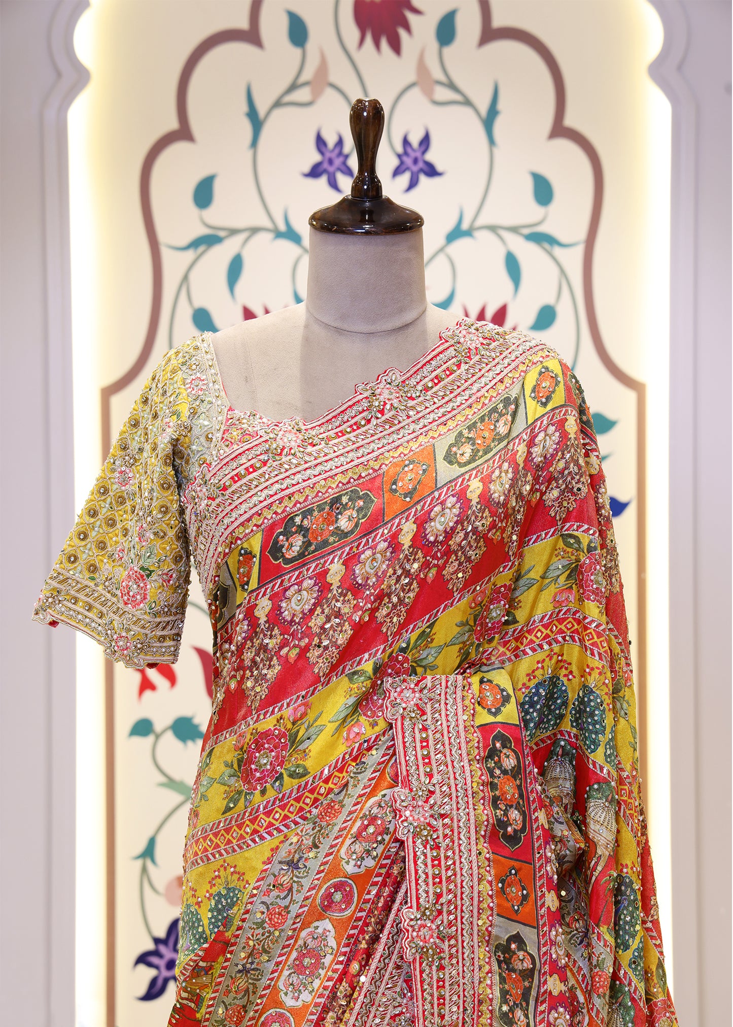 Tanvi Mustard Saree with Stitched Blouse