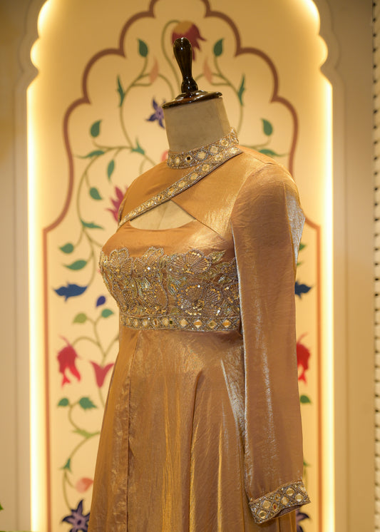 Aurelia Gold Embellished Indo-Western Plazo Set