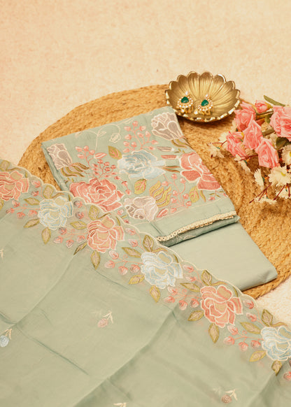 Lilya Blue Floral Unstitched Suit Set