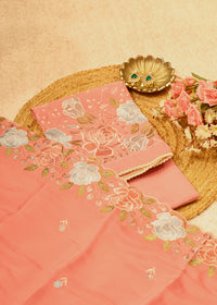 Lilya Pink Floral Unstitched Suit Set
