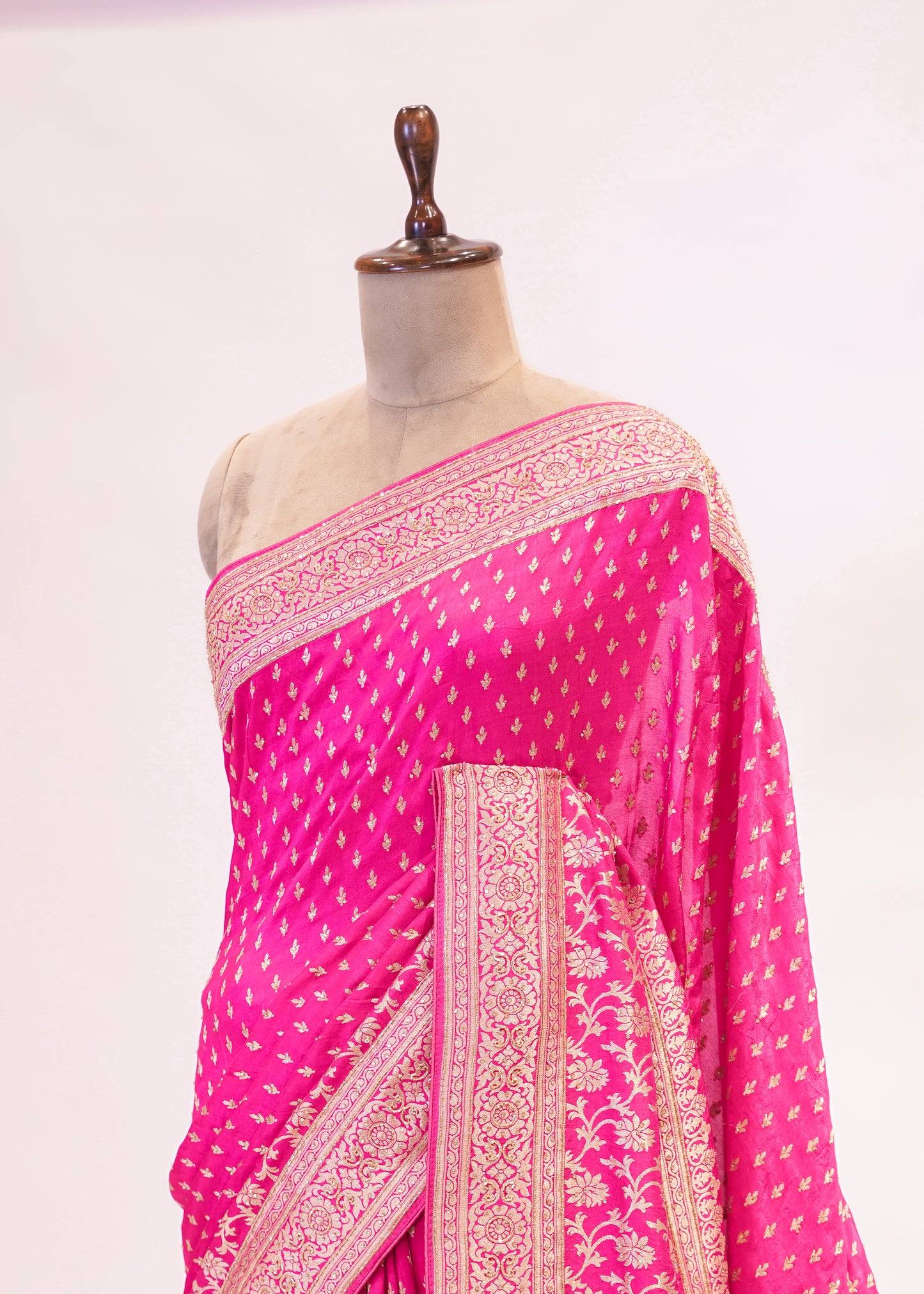 Rani Booti Embroidered Dola Silk Saree with Unstitched Blouse