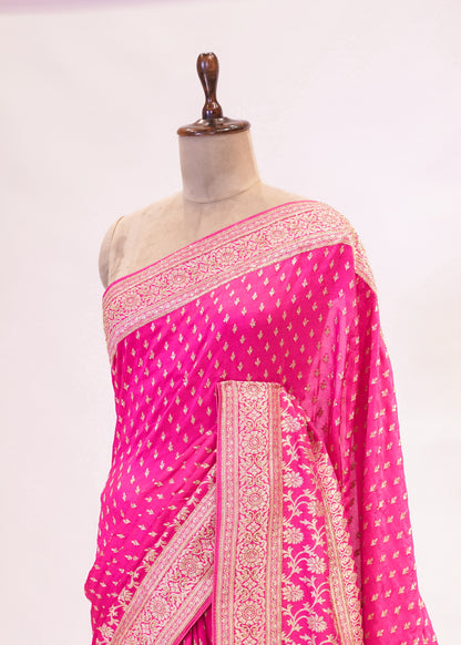 Rani Booti Embroidered Dola Silk Saree with Unstitched Blouse