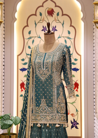Kaavya Green Heavy Sharara Set with Dupatta